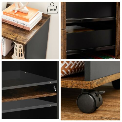 Industrial 3-Drawer File Cabinet, Mobile Lateral Filing Cabinet, UOFC041B01