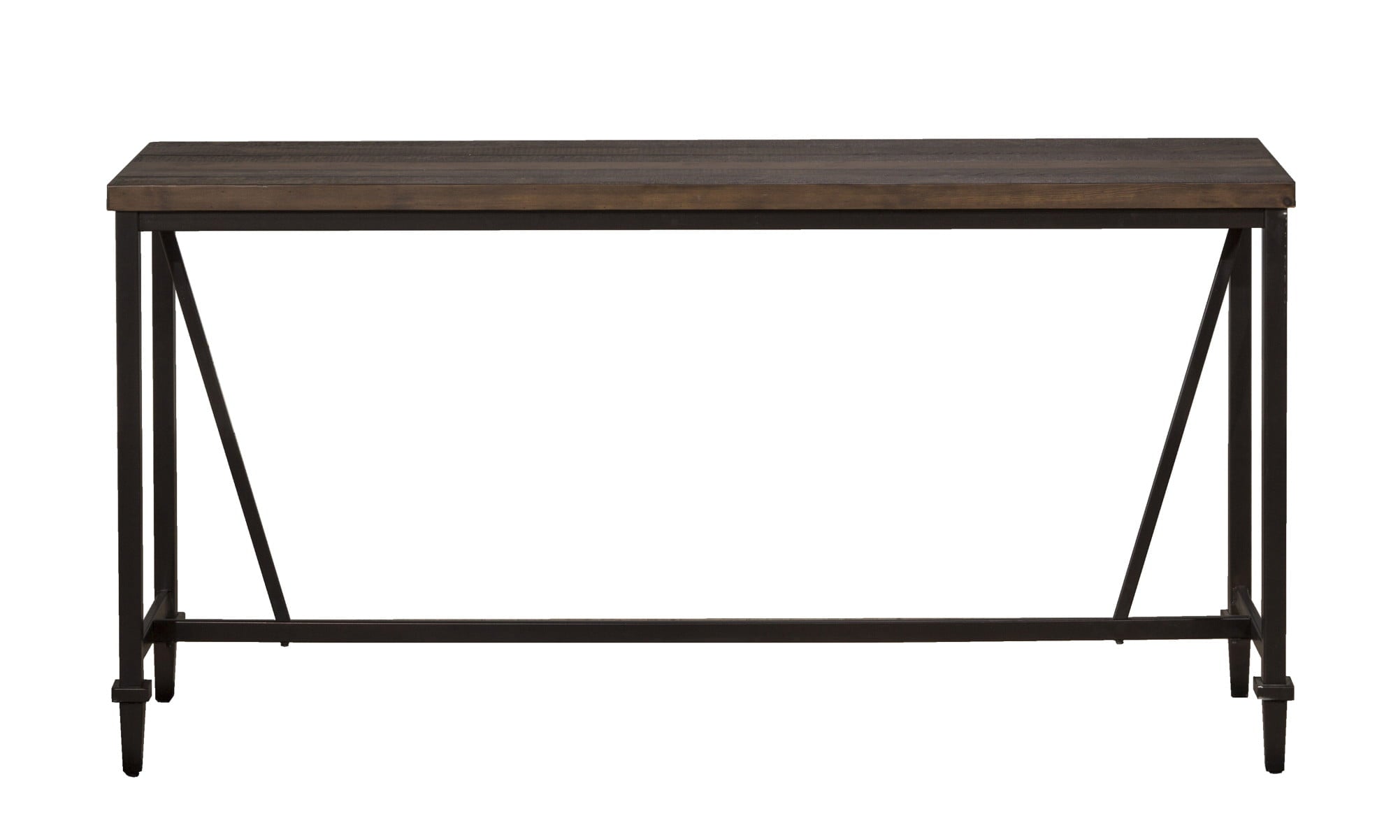 Hillsdale Furniture Trevino Distressed Walnut Top Copper Metal Console Table