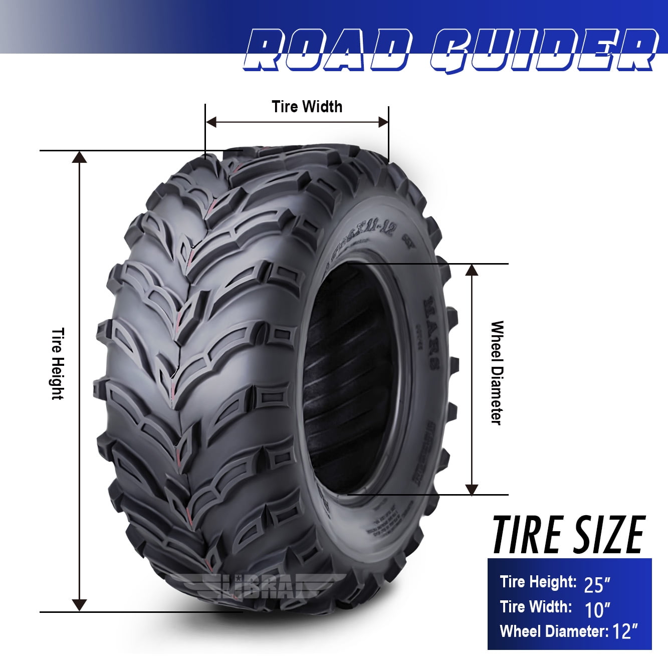Roadguider ATV/UTV Tires 25x10-12 6PR 10273, Set 2