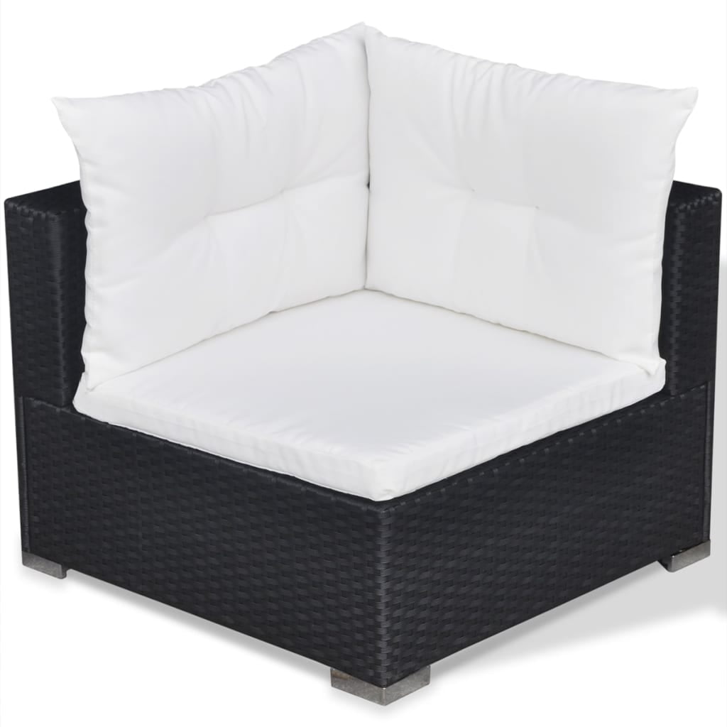vidaXL 6 Piece Patio Lounge Set with Cushions Poly Rattan Black