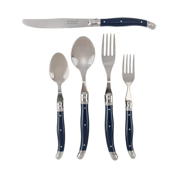 French Home Laguiole 20-Piece Navy Blue Stainless Steel Flatware Set (Service for 4)