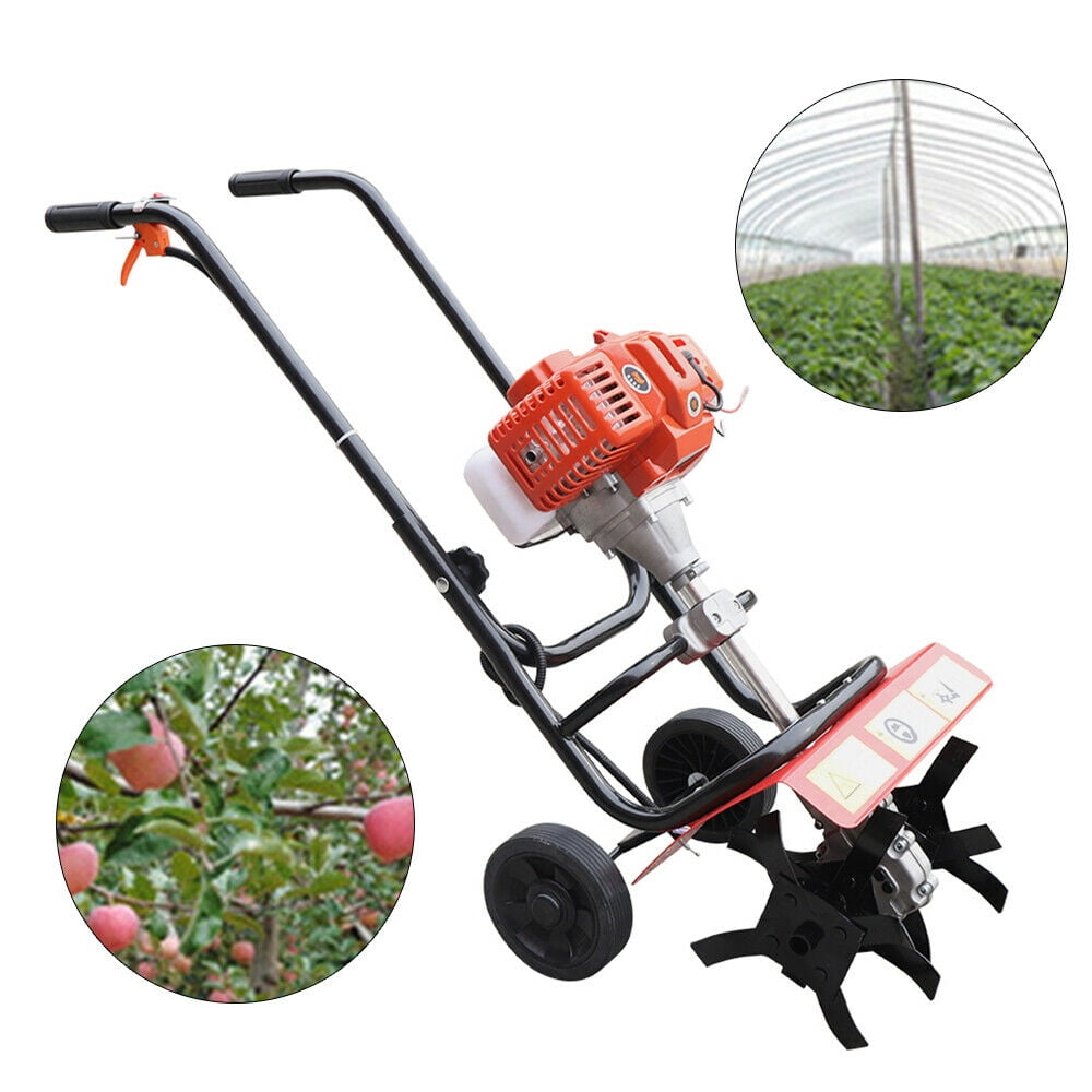 Fichiouy Tiller Cultivator 52CC 2Stroke Gas Power Garden Rototiller Cultivator Yard Mini 1900W
