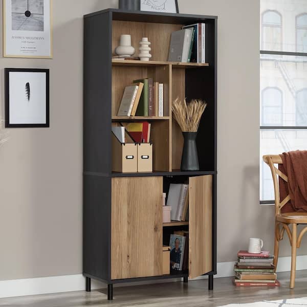 Acadia Way 69.724 in. Raven Oak 5-Shelf Accent Bookcase with Doors