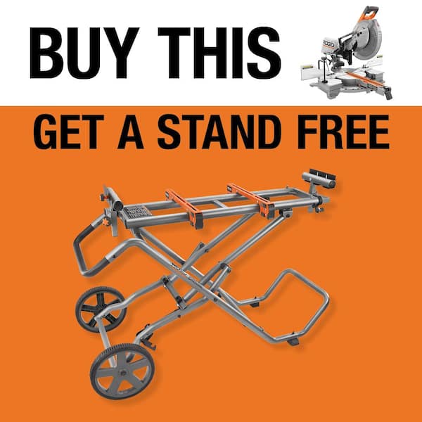 15 Amp 12 in. Corded Sliding Miter Saw and Universal Mobile Miter Saw Stand with Mounting Braces