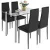 uhomepro White Kitchen Table Set, 5 Pieces Dining Table Set, Tempered Glass Dining Table and Chairs Set for 4, Upgraded Iron Dining Room Table Set with 4 PU Leather Chairs