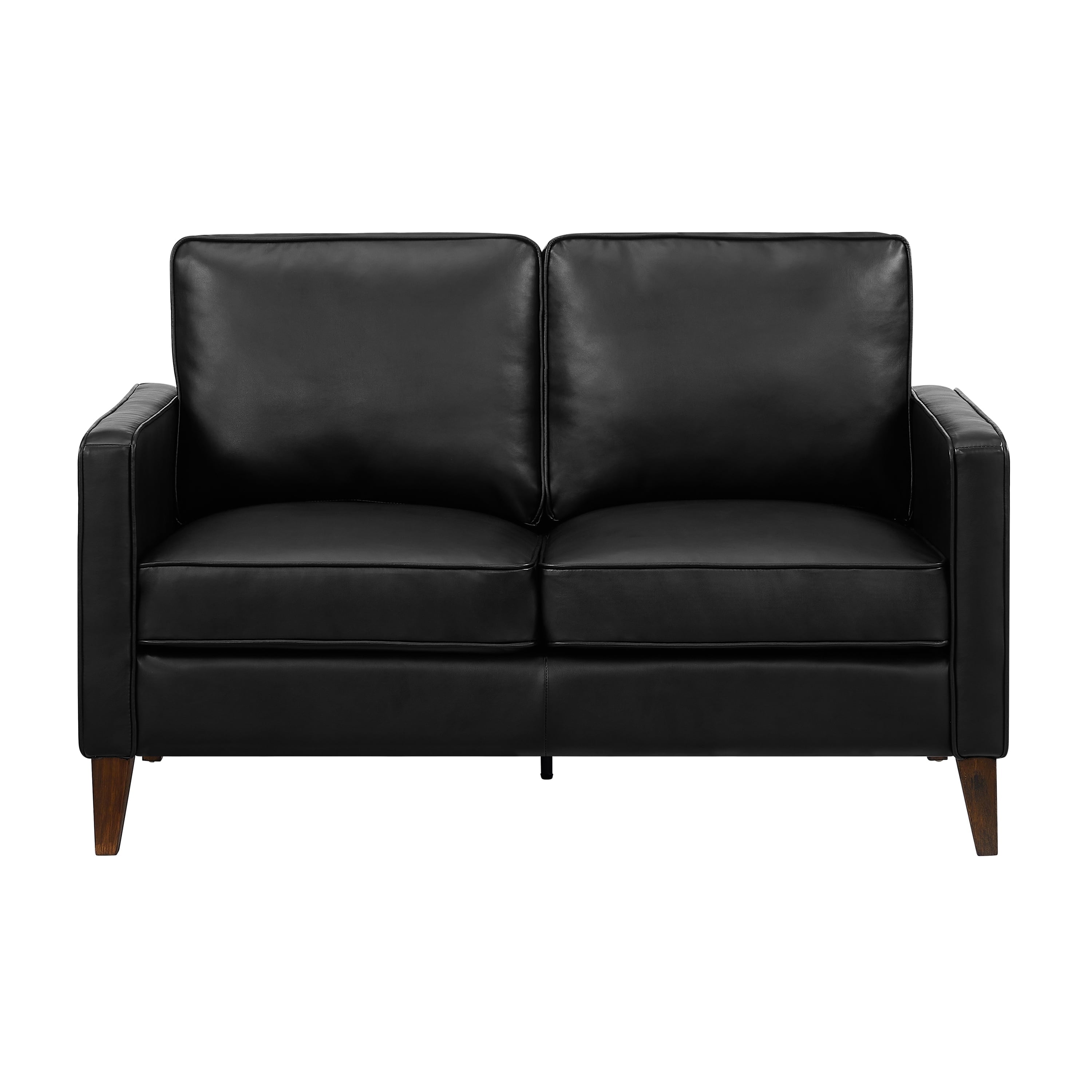 Jianna Faux Leather Loveseat, Black