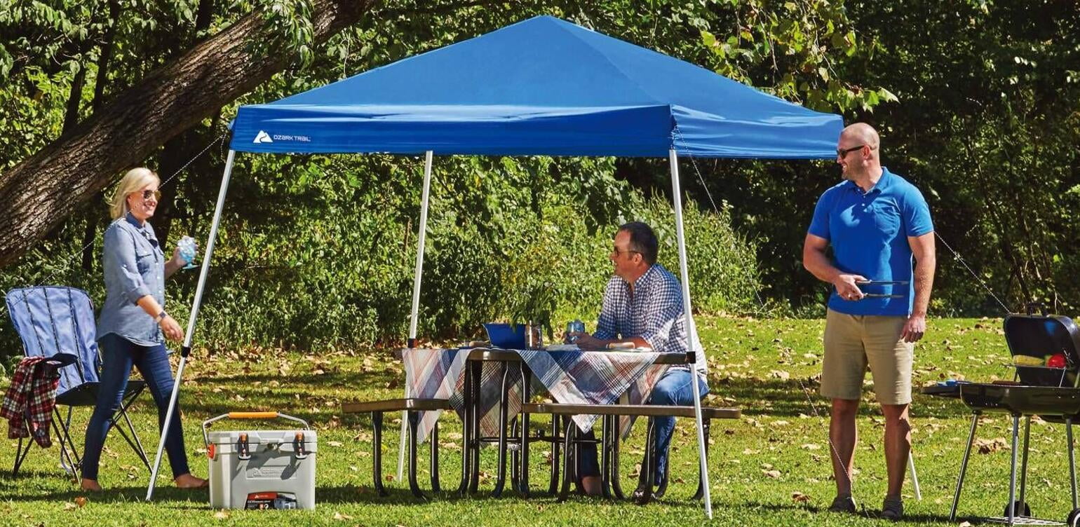 Ozark Trail Instant Slant Leg Canopy, Blue, 10 ft x 10 ft