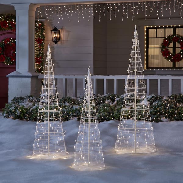3-Piece Twinkling LED Collapsible Christmas Cone Trees