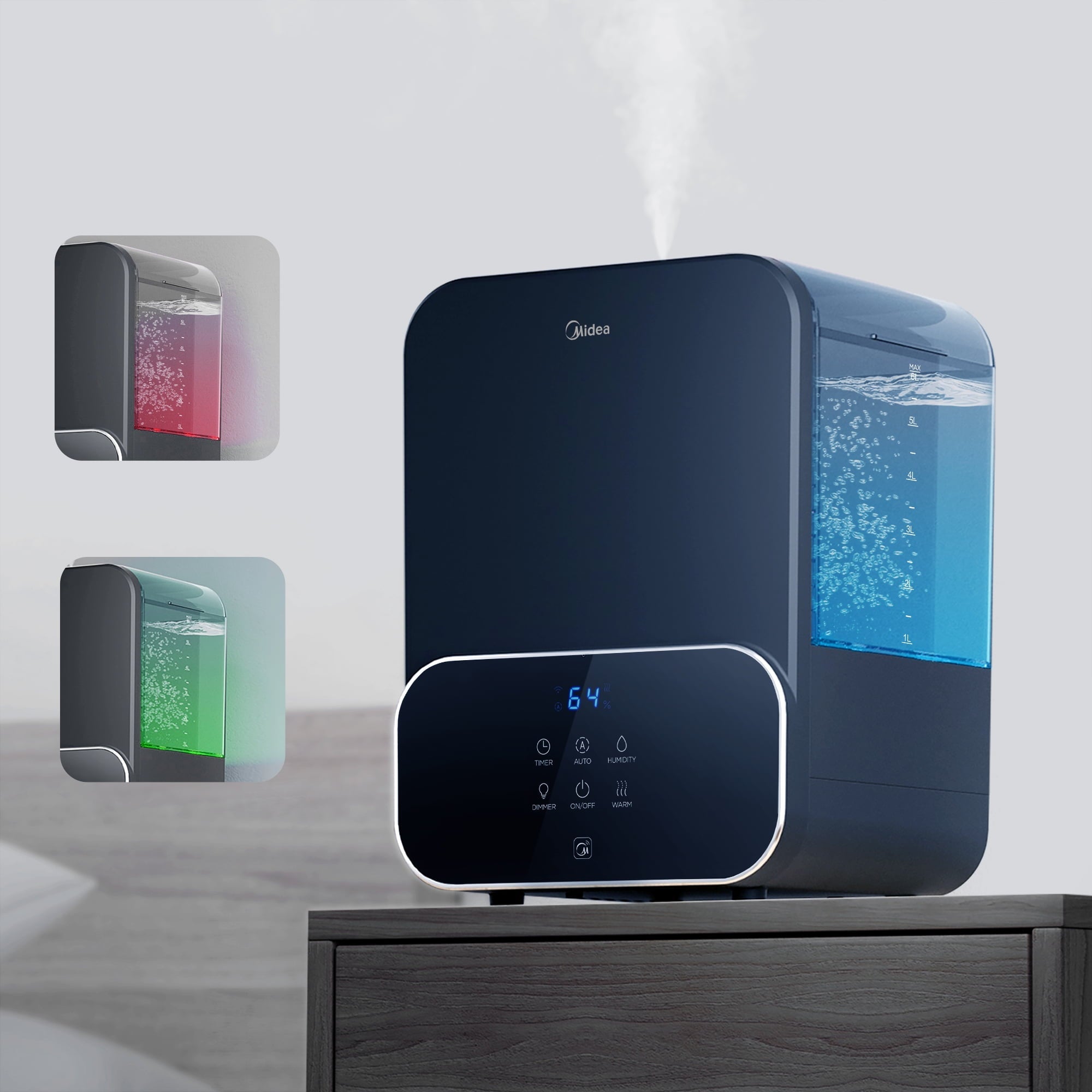 Midea 2-in-1 Warm/Cool Mist Humidifier, w/ WiFi, Black