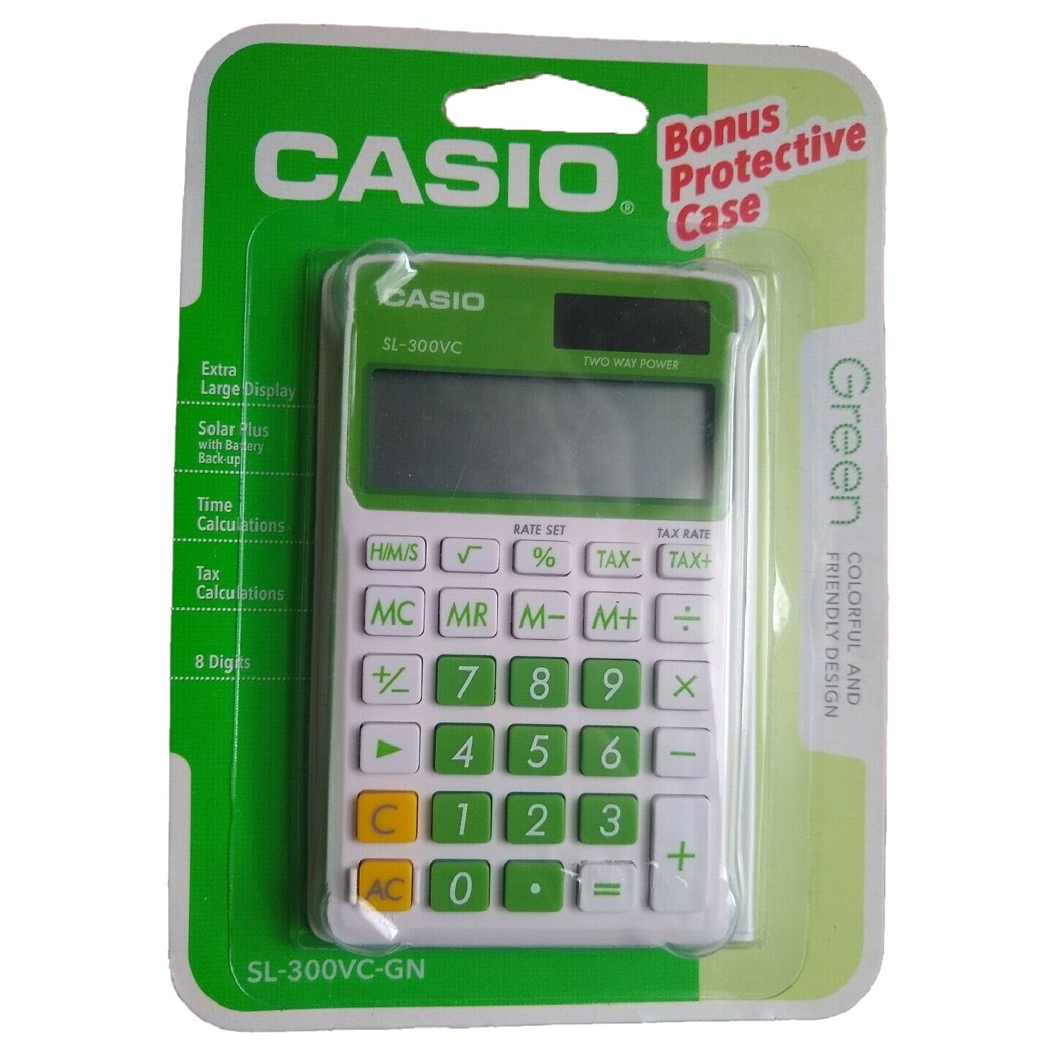 Casio Sl300vcgnsih Solar Wallet Calculator With 8-digit Display (green)