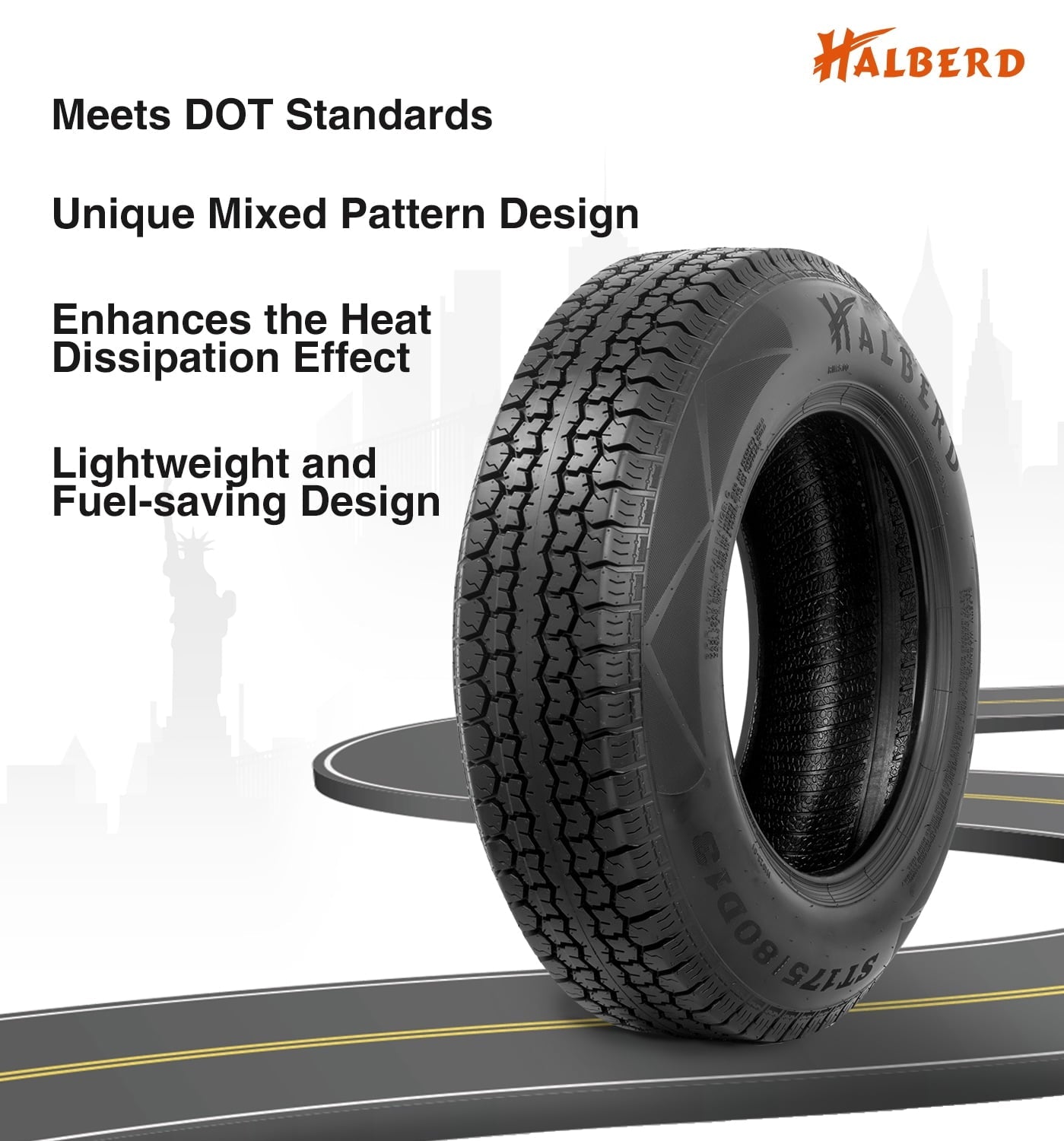 HALBERD 6Ply ST175/80D13 Trailer Tires 175 80 13 Replacement Tire Load Range C