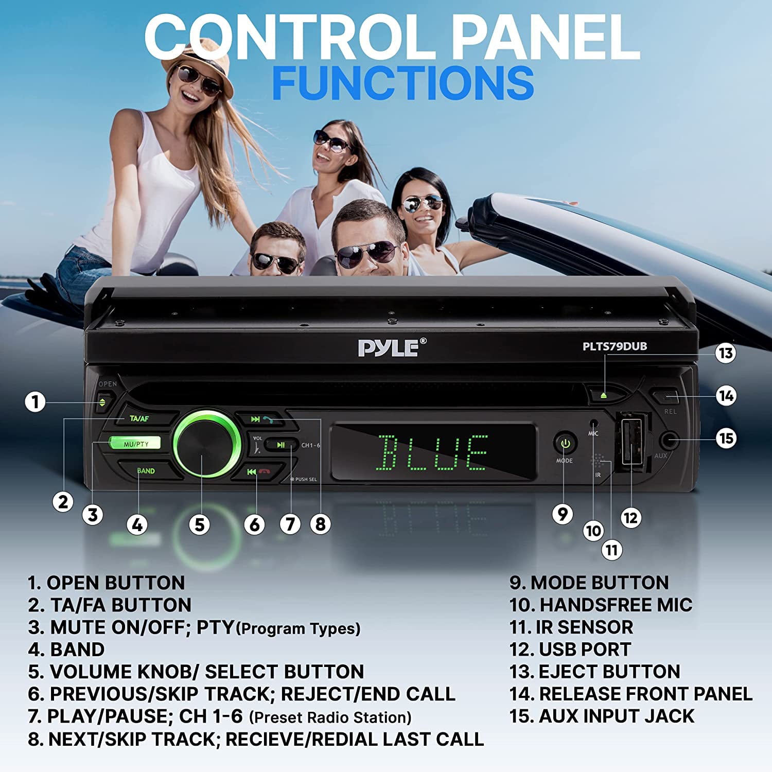 Pyle Car Stereo Video Receiver - Multimedia Disc Player, Motorized Fold-Out 7” Touchscreen Display