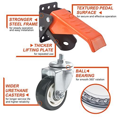 4 PACK Workbench Casters Kit 880Lbs Capacity EXTRA Heavy Duty Retractable Wheels