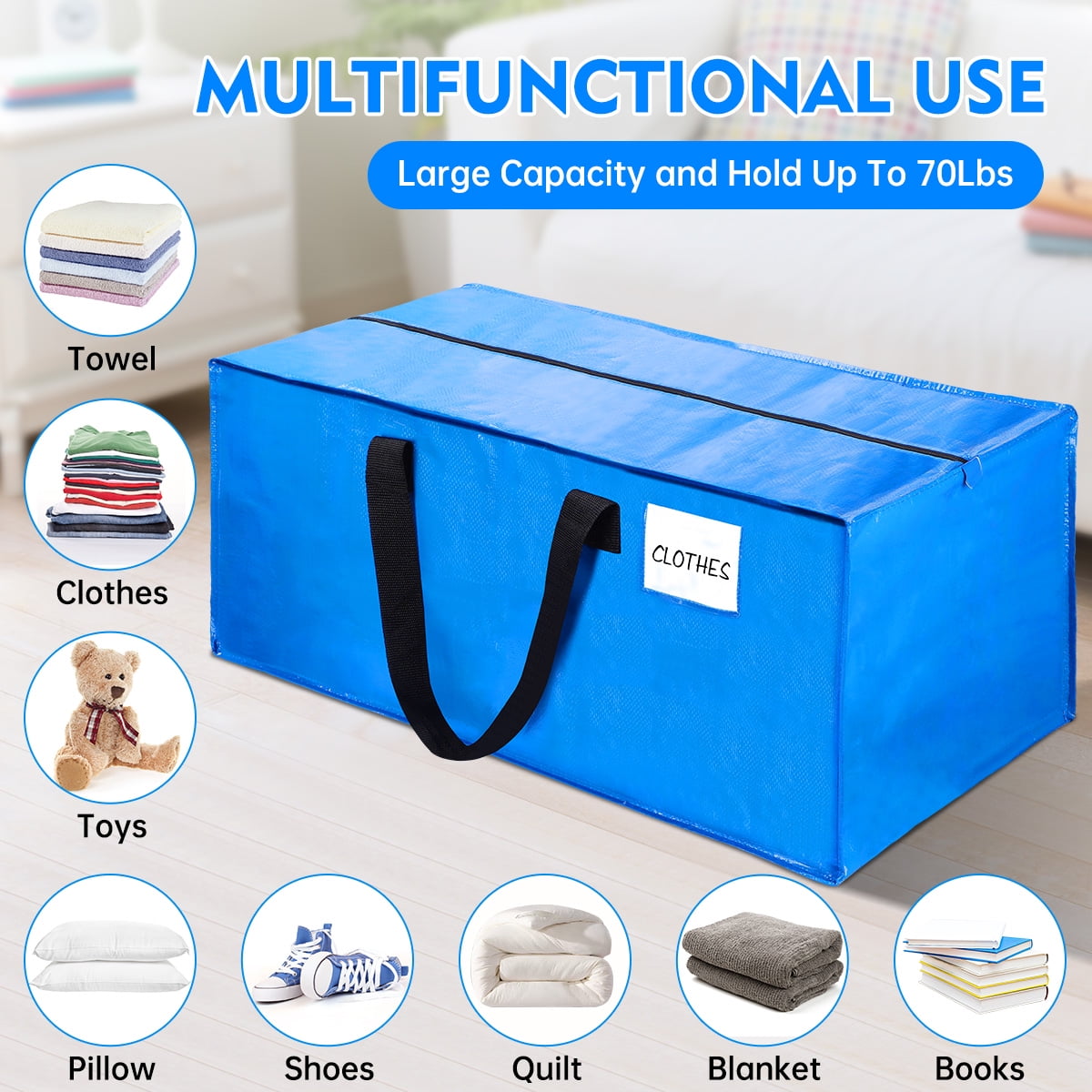 6 Pack Extra Large Moving Bags For Space Saving, 88L Heavy Duty Luggage Bags with Backpack Straps, Large Capacity & Easy Loading Storage Totes with Smooth Zipper and Sturdy Handles