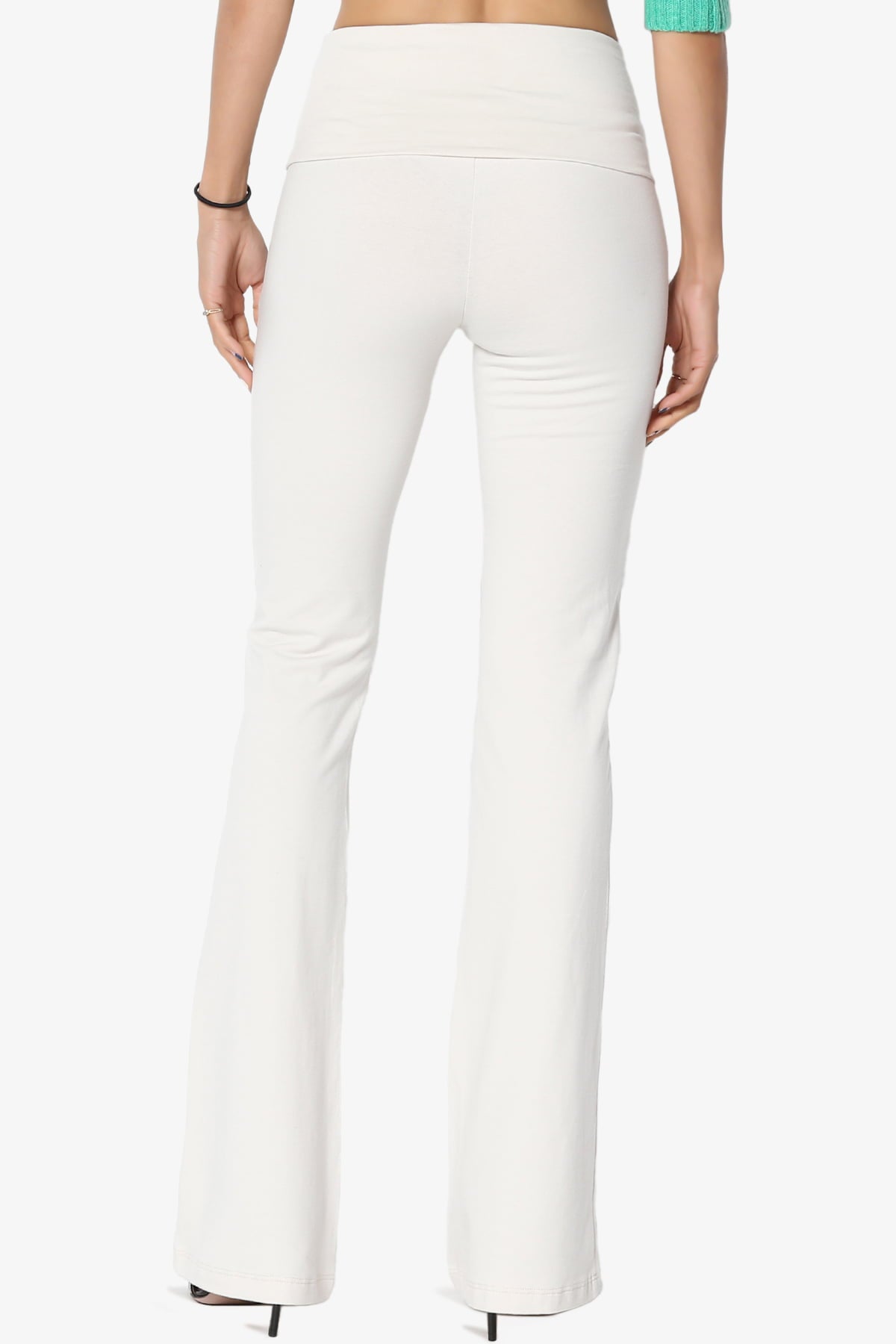 Women's Basic Foldover Waistband Comfy Stretch Cotton Boot Cut Lounge Yoga Pants