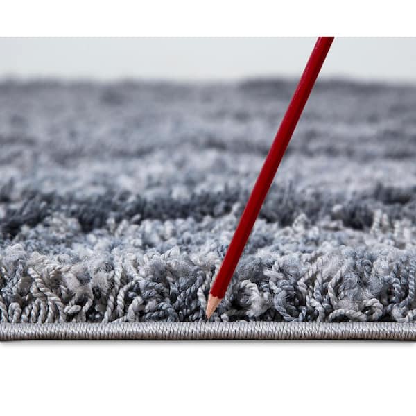 Valencia Blue Shag 6 ft. x 9 ft. Trellis Shag Area Rug