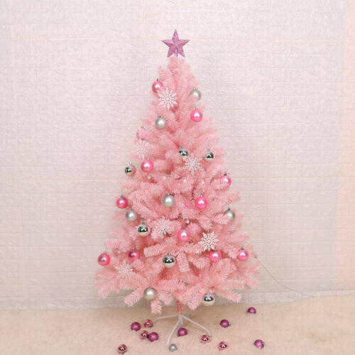 Pink Christmas Tree Xmas Artificial Holiday Home Decor w/ Metal Stand  4/5/6/7FT