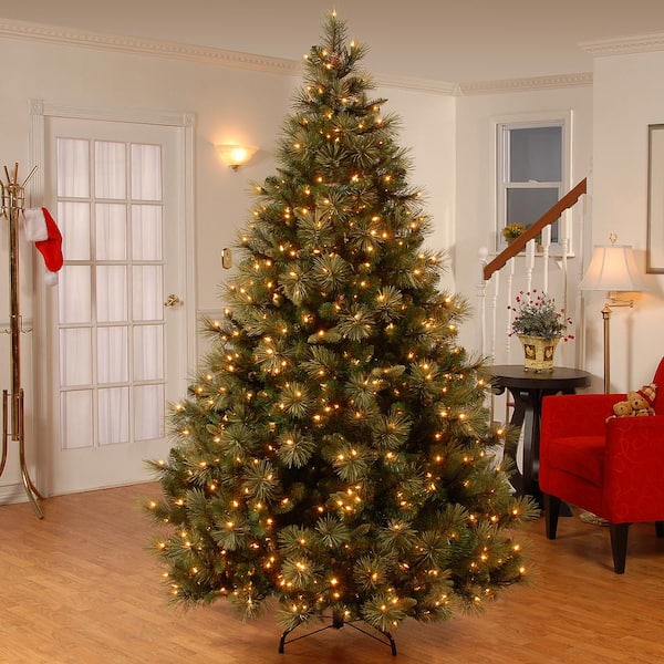 7-1/2 ft. Carolina Pine Hinged Artificial Christmas Tree with 86 Flocked Cones and 750 Clear Lights