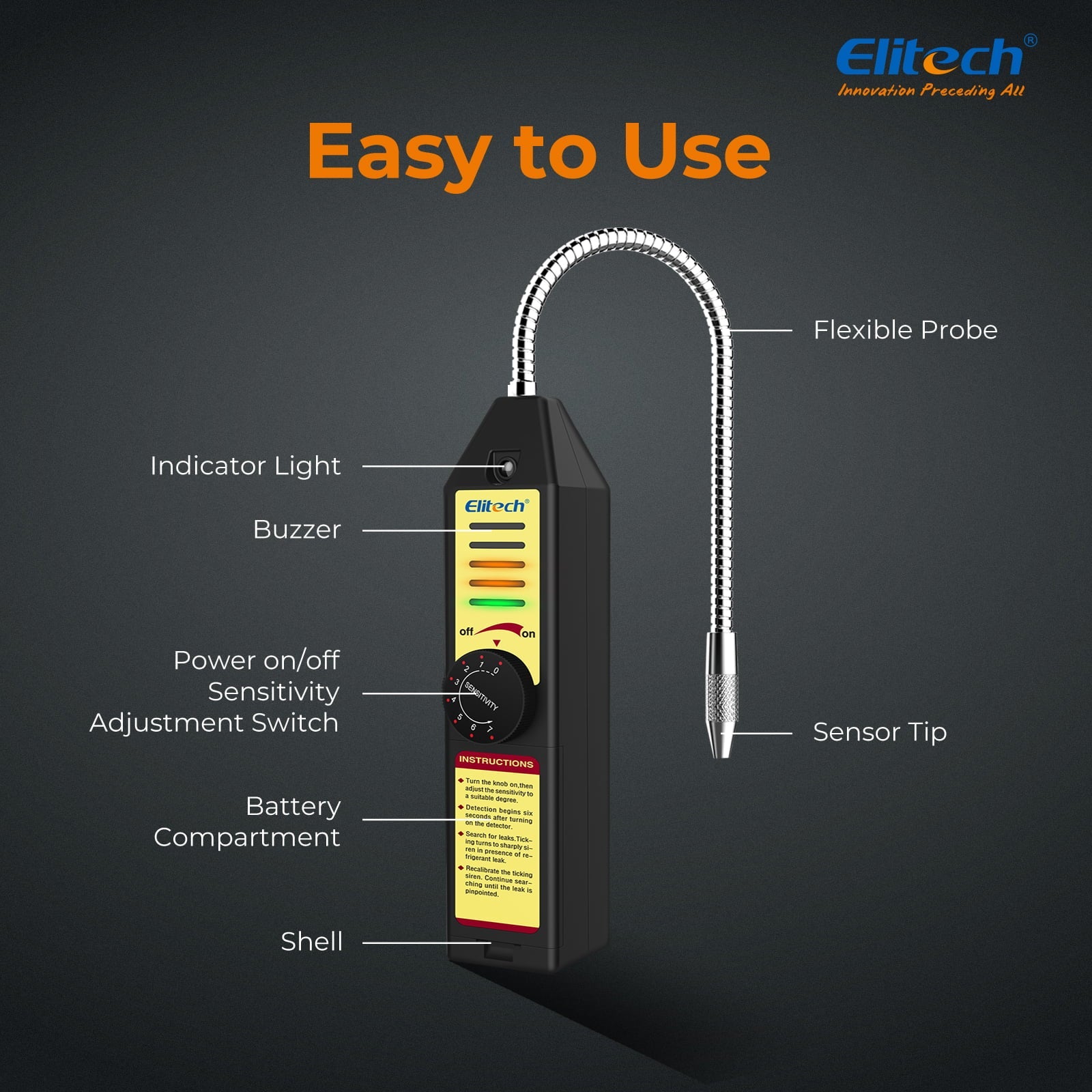Elitech WJL-6000S Freon Leak Detector Halogen Gas Sniffer Refrigerant Tester AC Leak Tester R22 R410A R134A R1234YF