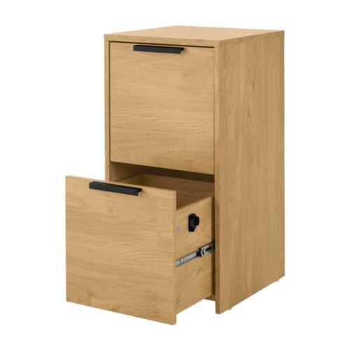 2 Drawer Vertical File Cabinet Storage 15.6" W X 30" H Light Oak Brown with Lock