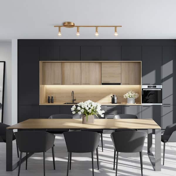 2.4 ft. 4-Light Slim Matte Brass Fixed Track Lighting Kit