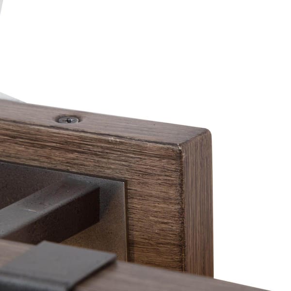 Modern Farmhouse Rust Black 3-Light Bathroom Vanity Light with Textured Faux Wood Accent and Mason Jar Glass Shades