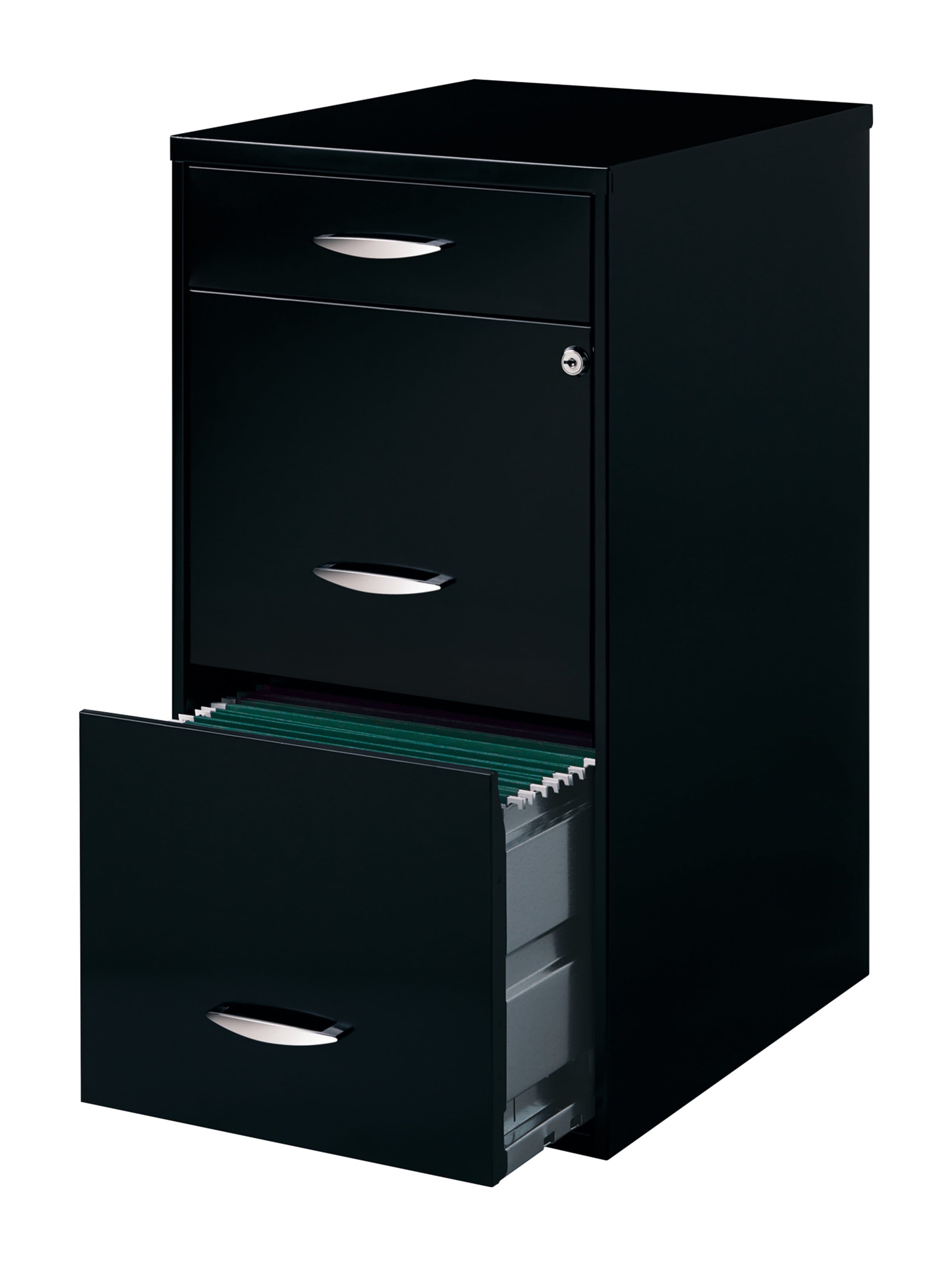 Space Solutions 3 Drawer Letter Width Vertical File Cabinet with Pencil Drawer, Black