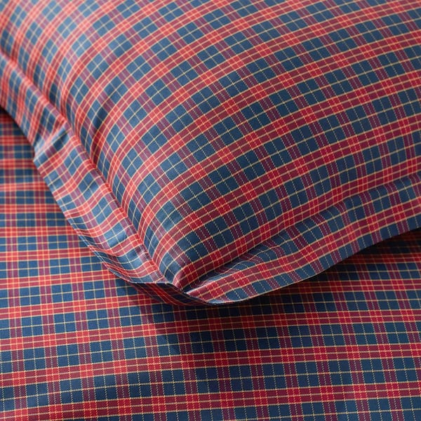 Company Cotton Christmas Plaid Red/Navy Cotton Percale Standard Sham