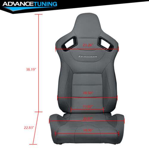 Reclinable Racing seat Left Drive + Dual slider Grey PU &Carbon Leather Back