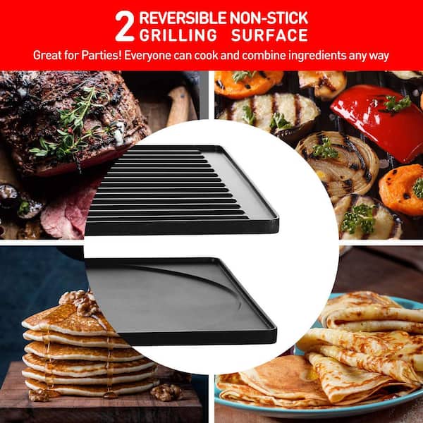 200 sq. in. Black Stainless Steel Smokless Indoor Grill with Removable Plates