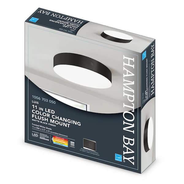 Luis 11 in. Light Matte Black Adjustable CCT Integrated LED Flush Mount