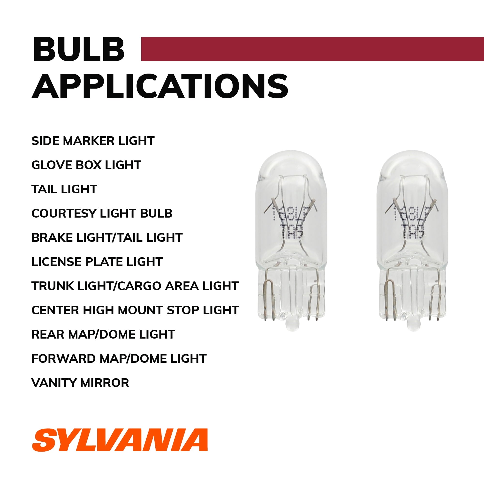 Sylvania 168 Long Life Automotive Mini Bulb, Pack of 2.