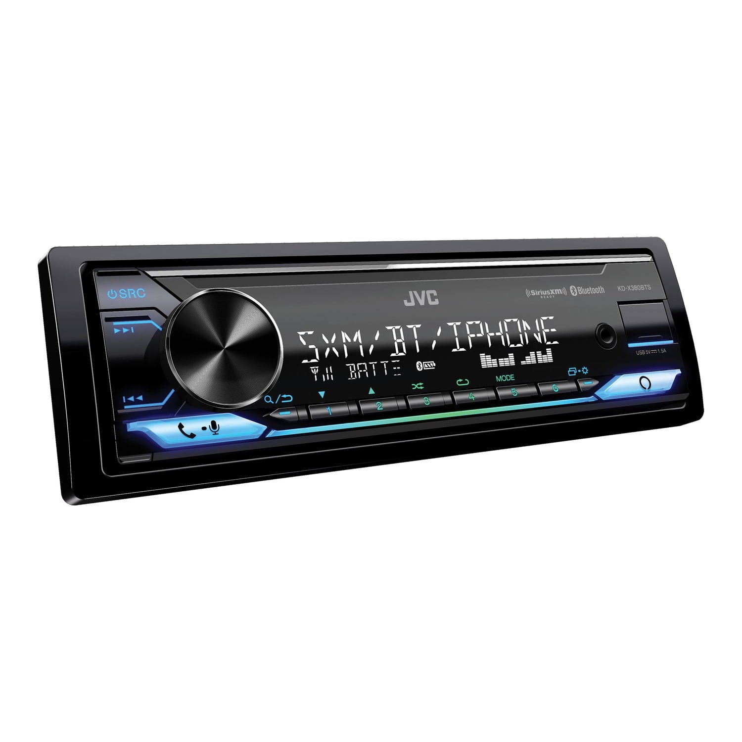 JVC KD-X380BTS KD-X380BTS Car In-Dash Unit, Single-DIN Digital Media Receiver with Bluetooth, Alexa Built-in, and SiriusXM Ready