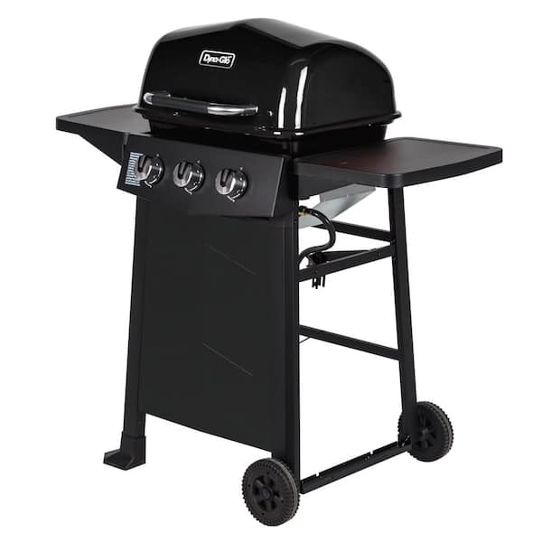 3-Burner Open Cart Propane Gas Grill in Black