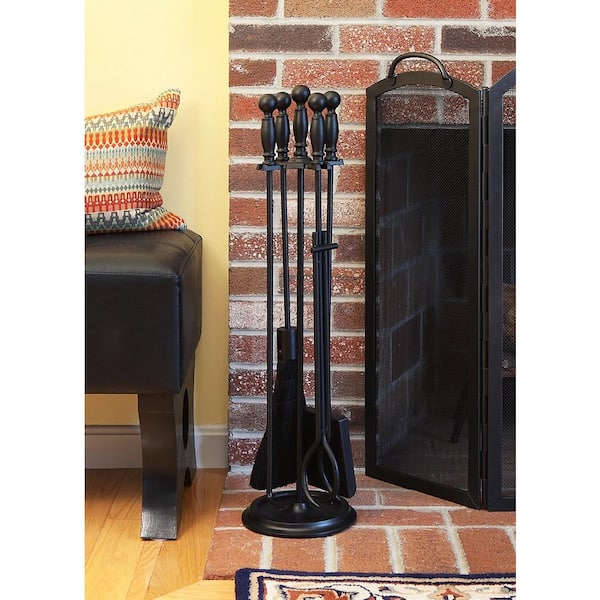 30.25 in. Tall 5-Piece Black Chelmsford Fireplace Tool Set