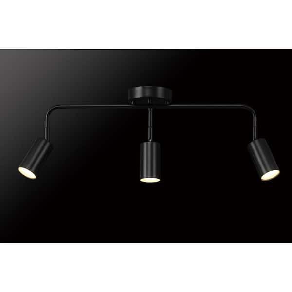 1500 Lumens 3-Light Matte Black Integrated LED Fixed Track Lighting Kit