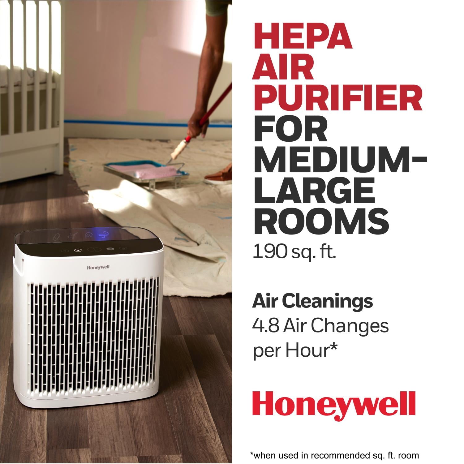 Honeywell InSight 190 sq ft HEPA Air Purifier with Air Quality Indicator, Black, HPA5100B