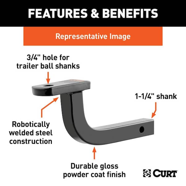 Class 2 3,500 lbs. 5 in. Rise Trailer Hitch Ball Mount Draw Bar (1-1/4 in. Shank, 9-5/8 in. Long)