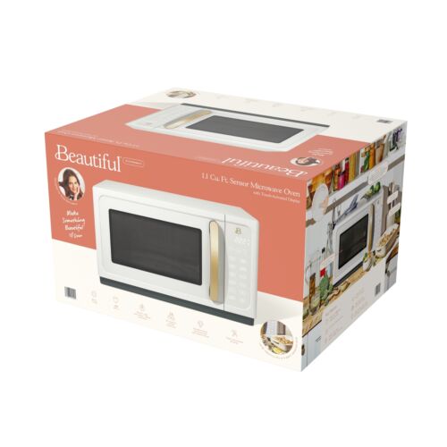 1.1 Cu ft 1000 Watt, Sensor Microwave Oven, White Icing