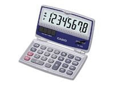 Casio SL-100L 8-Digit Folding Solar Calculator, Large Display, Silver