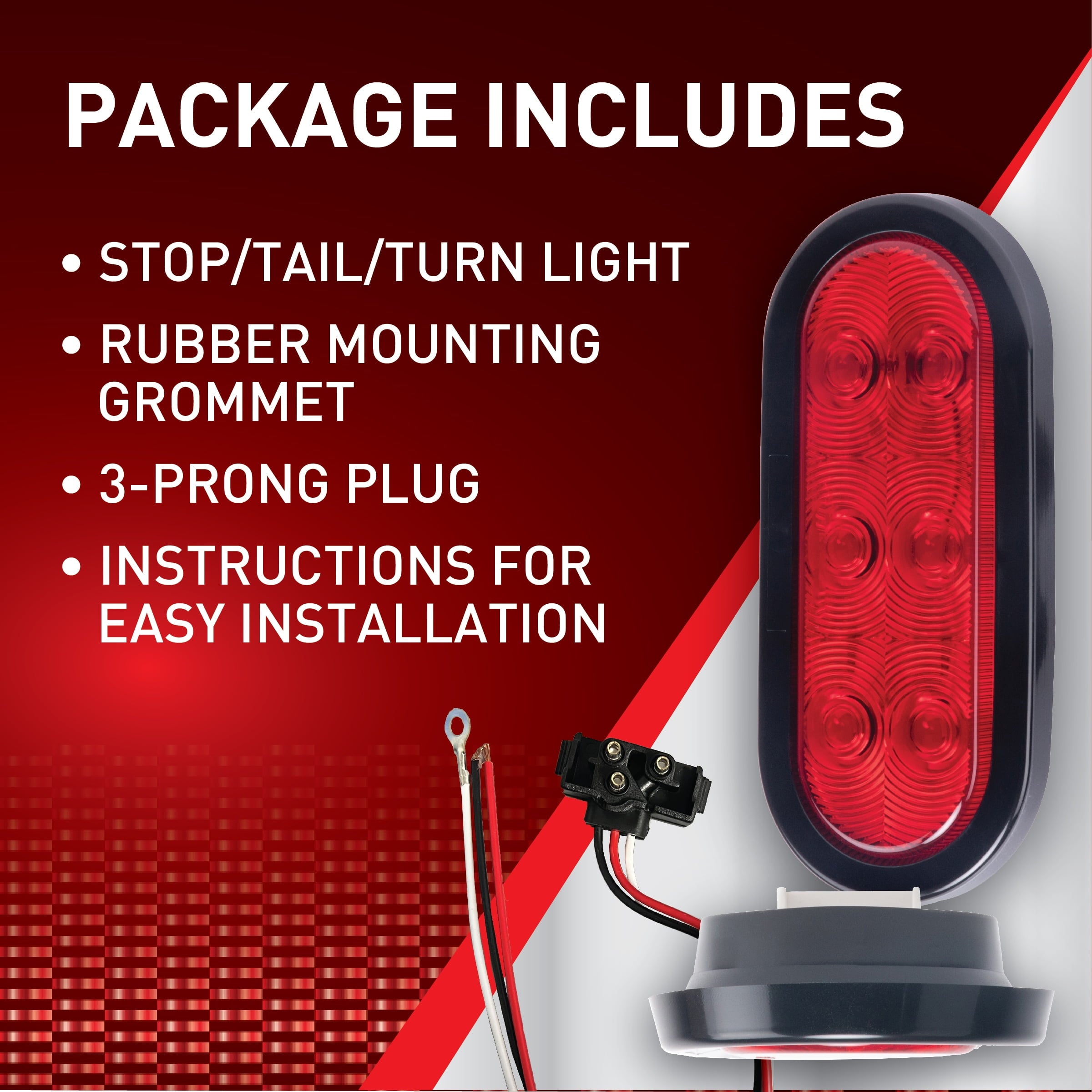 Hopkins Towing Solutions LED 6 in. Red Submersible Oval Stop, Tail, Turn Light, C561RTM