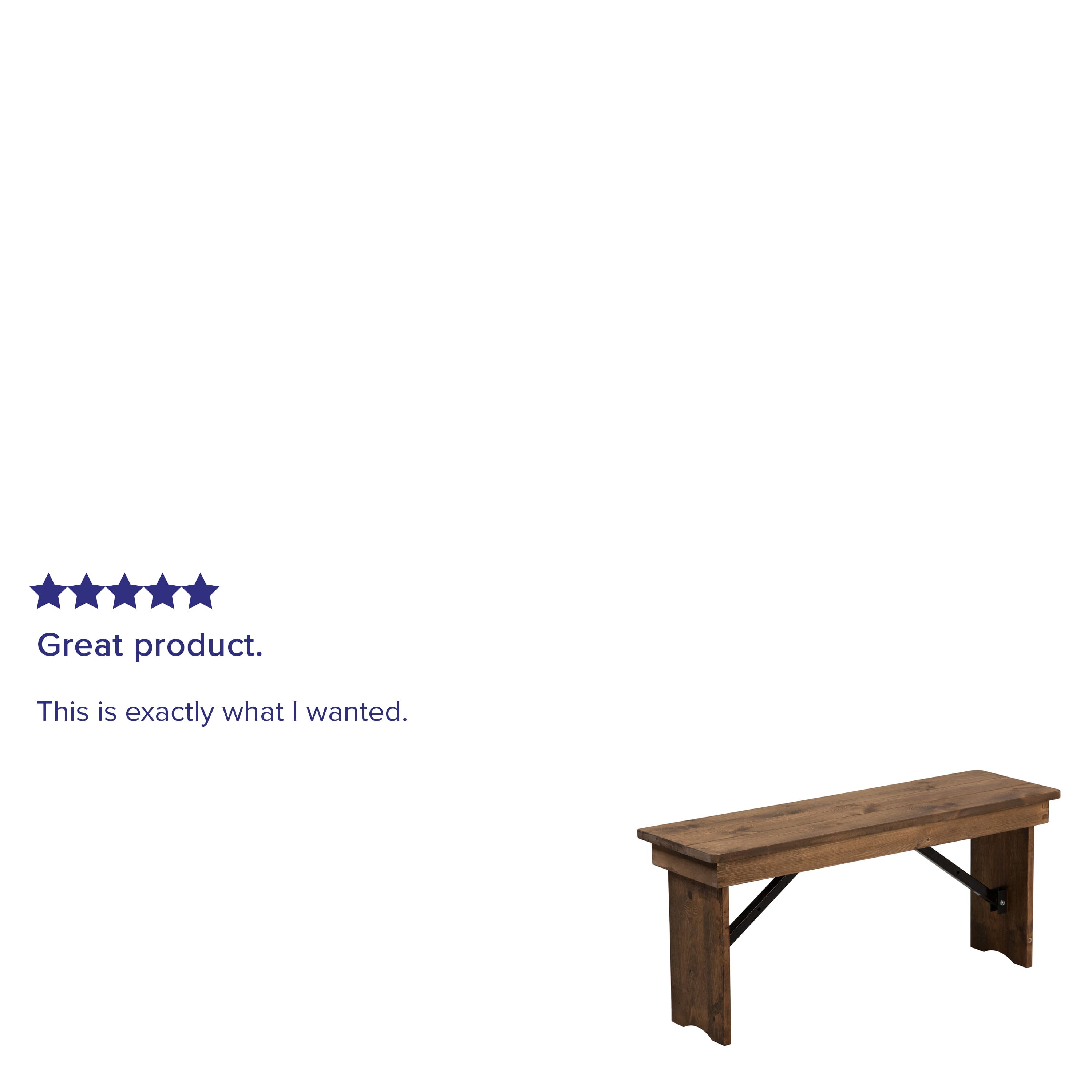 Flash Furniture HERCULES Series 40'' x 12'' Antique Rustic Solid Pine Folding Farm Bench