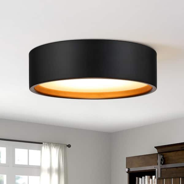 14 in. LED Modern Black Dimmable Flush Mount Ceiling Light