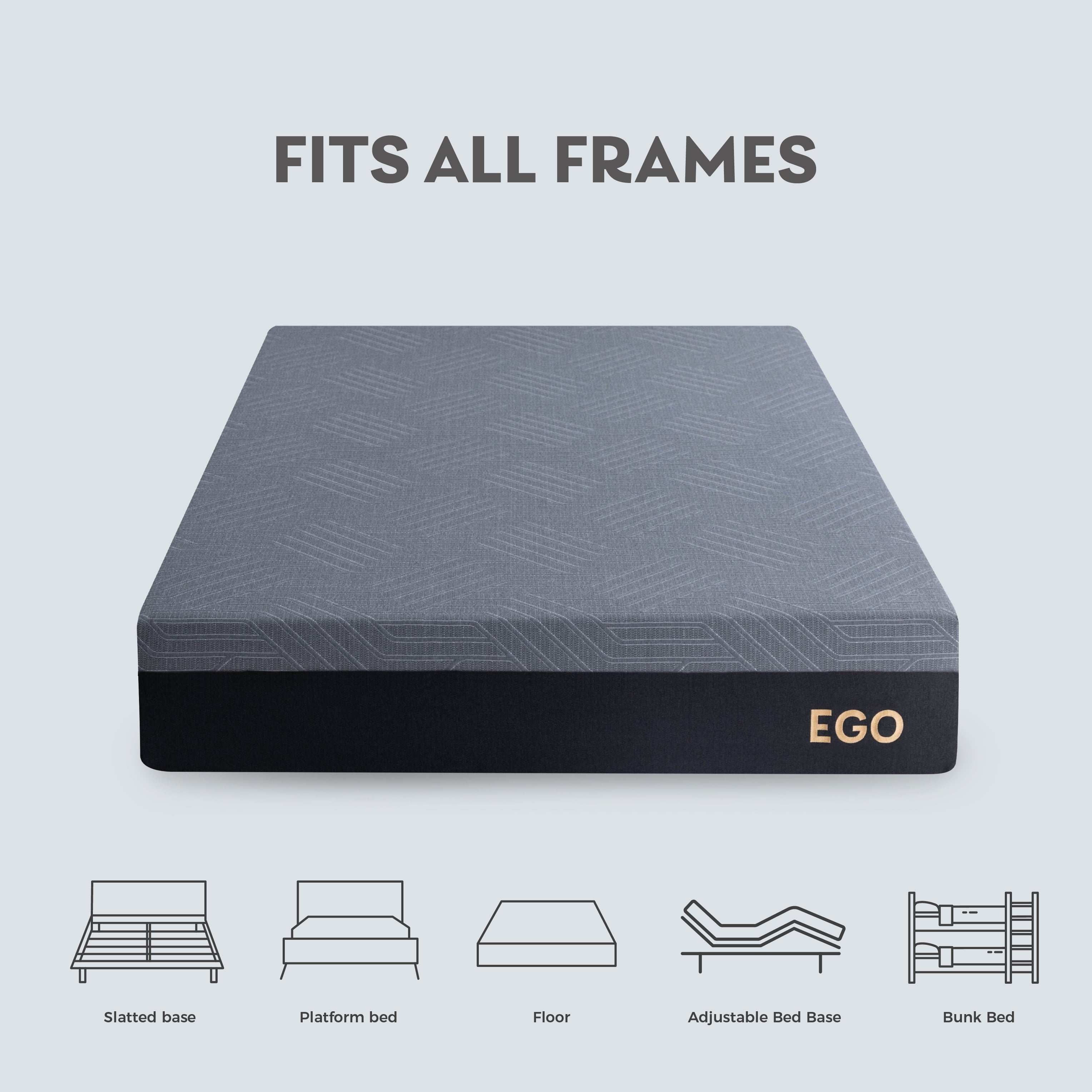 Ego Black 10 inch Twin Mattress in a Box, Cooling Gel Memory Foam Mattress, Medium
