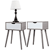 Sesslife Night Stand Set of 2, Solid Wood Legs Furniture Bedside Table, Modern End Side Table with a Drawer, Versatile Nightstand, Side Table for Home & Office, Gray+White