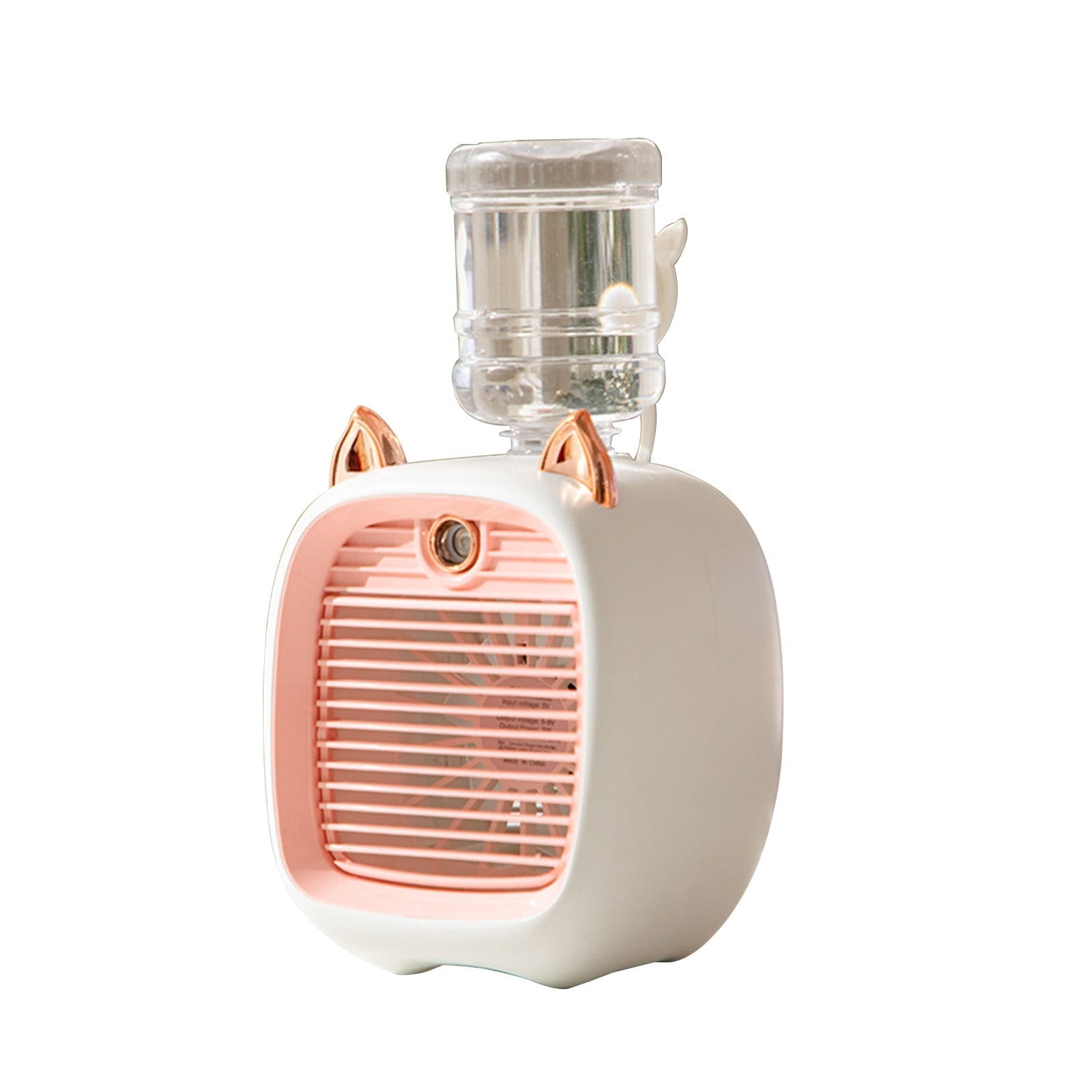 SDJMa Cute Cat Style Portable Air Conditioner, 250ml Evaporative Air Cooler Fan with 3 Speeds & Spray Function, USB Rechargeable Personal Mini Desk Fan for Room Office Camping
