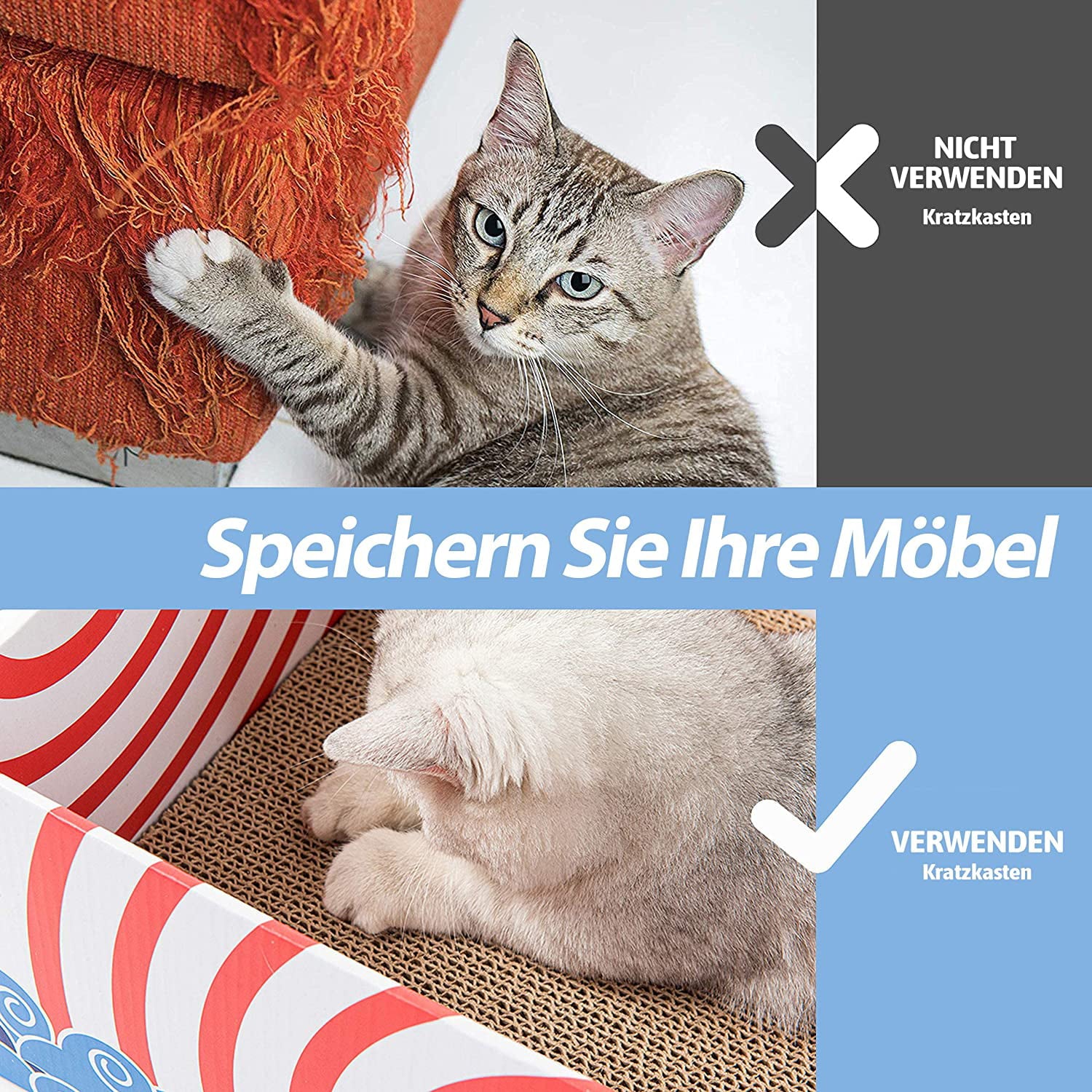 Conlun Cat Scratcher Cardboards with Box, 5-Pack Replacement Reversible Cat Scratcher Pad, Medium