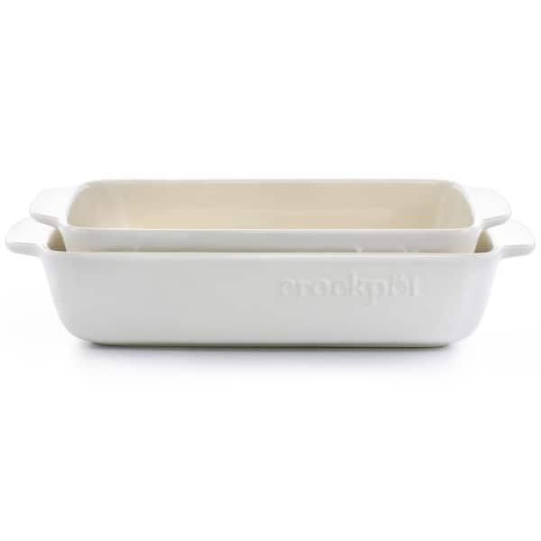Artisan 2-Piece 2.5 qt. and 3.5 qt. Rectangular Stoneware Bake Pan Set in Cream