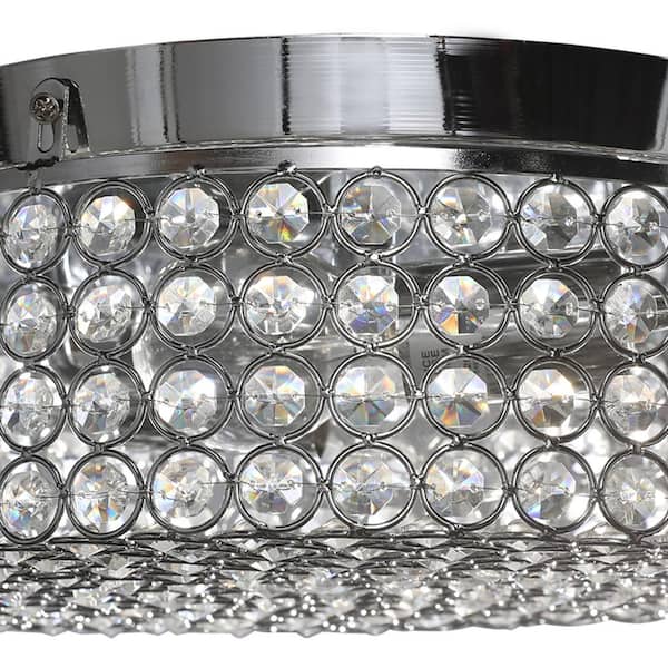 12 in. 2-Light Chrome Crystal Flush Mount