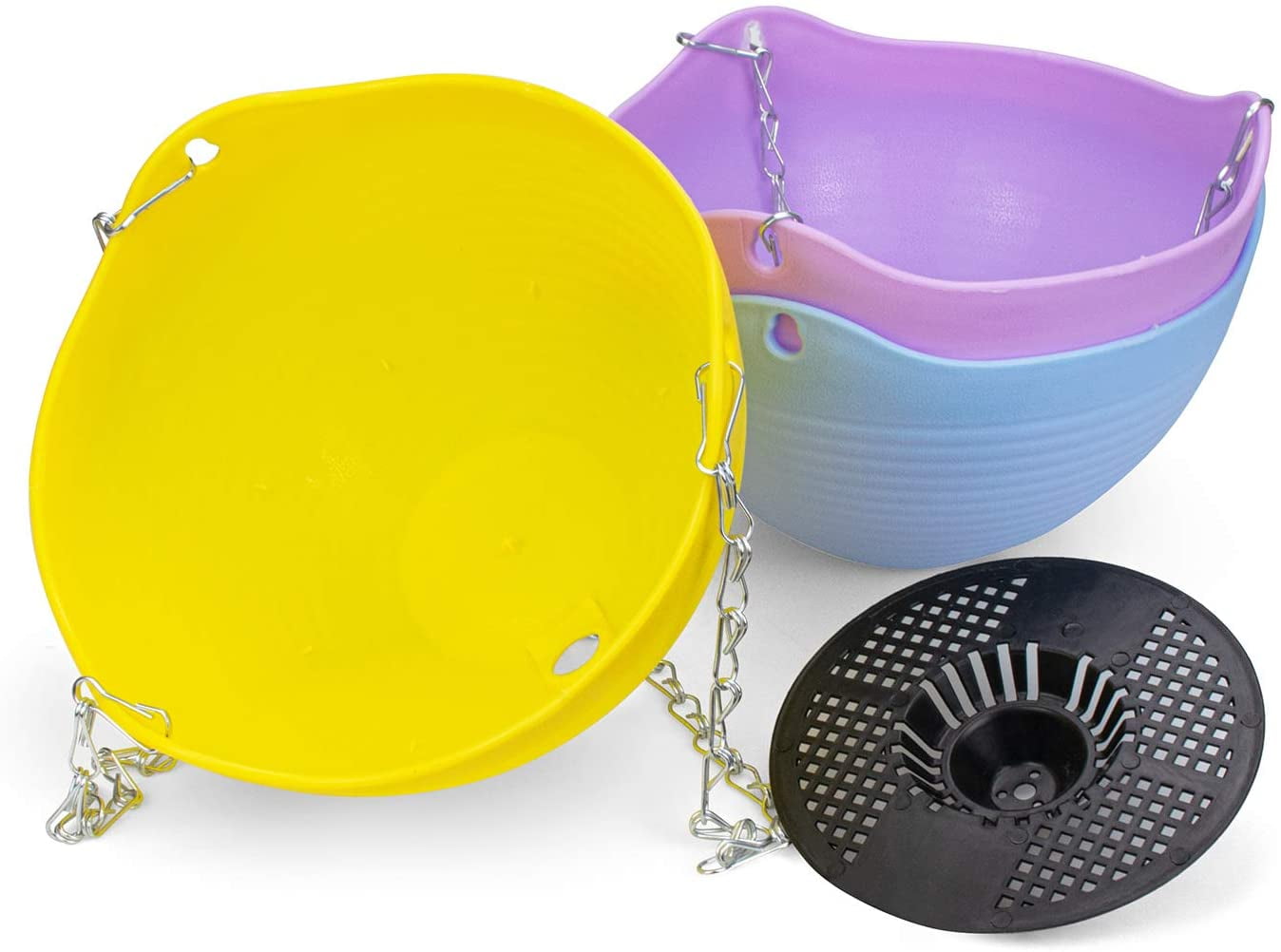 Triani 7-Pack 8 inch Hanging Planter Basket for Outdoor Indoor Garden Flower Plant Pot Container with Drainer and Hanging Chain (7 Colors)